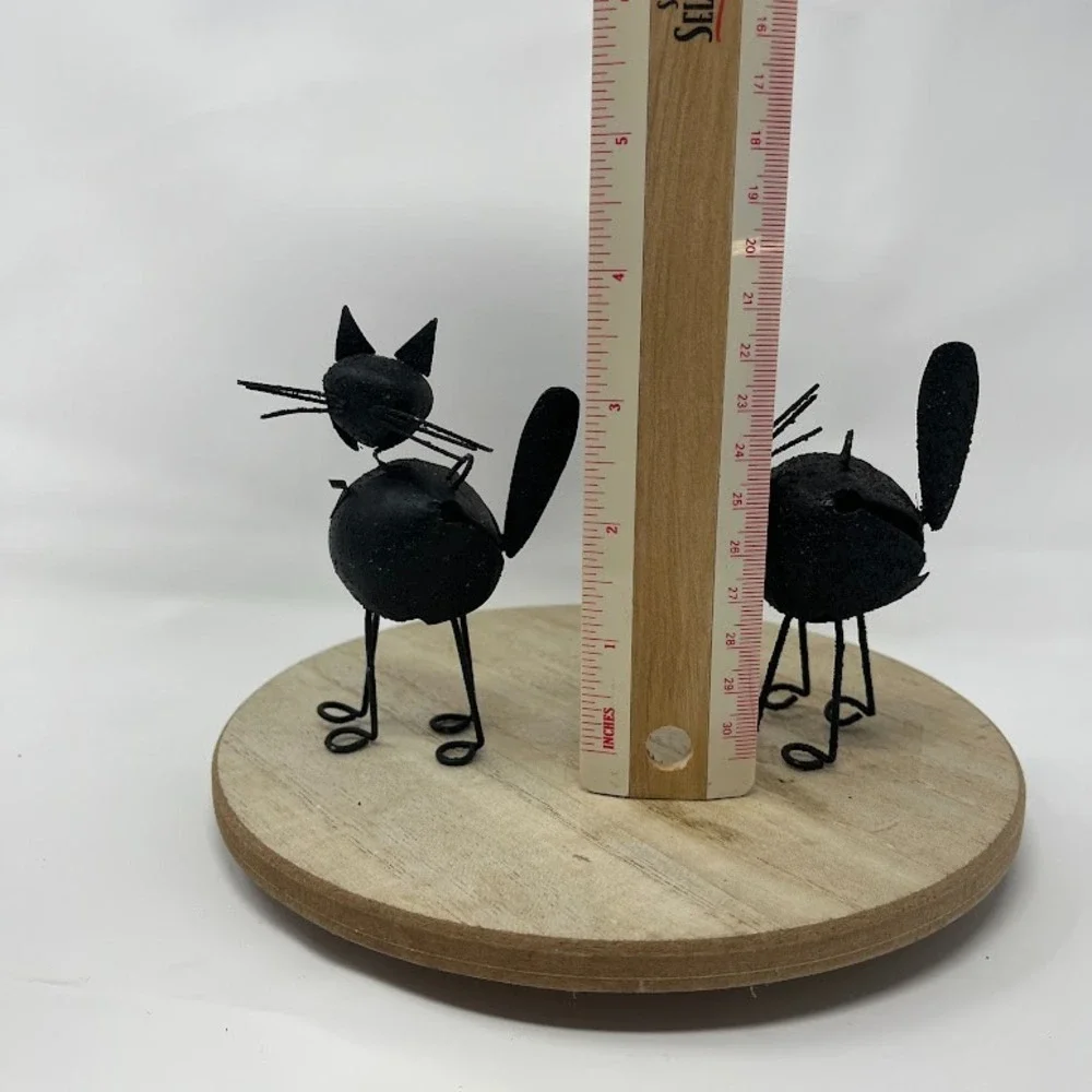 Set of 2 Black Metal Cat Figurines – Minimalist Wire Cat Ornaments, Gothic Home